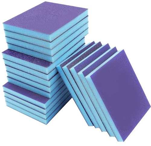18PCS 60/100/120/220Grit Sanding Sponge Coarse/Medium/Fine Assortment kit, Sanding Pads Flexible Sanding Block Set Wet Dry, Reusable Washable Sandpaper Sponge for Wood, Rust Removal, Plastic, Drywall