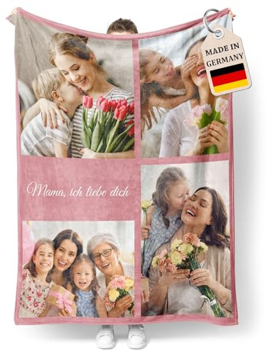 Easycosy Muttertagsgeschenk Personalisierte Decke mit Foto - Made in Germany - wärmere Fotodecke selbst gestalten Kuscheldecke Foto Geschenke für Mama Oma Frauen Tochter Mutter Schwester zu Muttertag