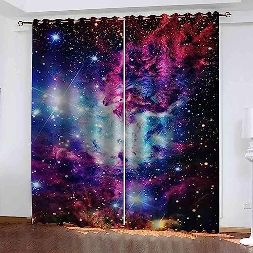Kinder Vorhänge Schlafzimmer Lila Sternenhimmel Sternenlicht Schiebegardinen Blickdichter Bedroom Children's Room Vorhang Mit Ösen Verdunkelungsgard