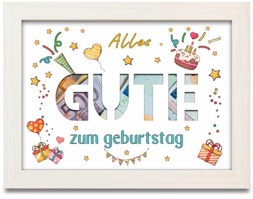Geldgeschenk Geburtstag Bilderrahmen, Geldgeschenke Verpackung Alles Gute zum Geburtstag, Geld Geburtstagsgeschenk, Geldgeschenke Verpackung Geburtstagsgeschenk für Mann Frau Kollegen Familie Kinder