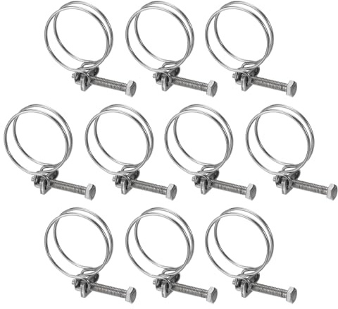 sourcing map Lot de 10 colliers de serrage à double fil, 38–42 mm réglables en acier inoxydable avec boulon M6 pour tuyau de collecte de poussière, tuyau de pompe