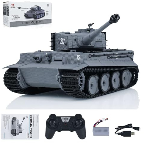 Taigen 1/24 Tanque RC RC Tank Tanque de Batalla RC Tiger I Control Remoto Tanques Militares Combate Infrarrojos