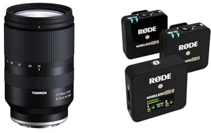 TAMRON 17-70mm F/2.8 Di III-A VC RXD Zoom-Objektiv & RØDE Wireless GO II Ultrakompaktes Kabelloses Zweikanal-Mikrofonsystem
