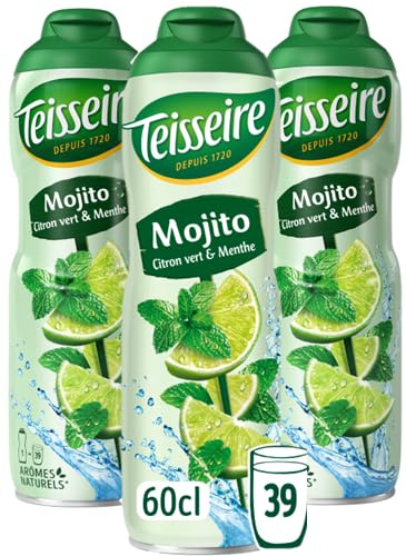 Teisseire Mojito-Sirup für Erfrischungsgetränke, Cocktails, recycelbare Kanister, 3 x 60 cl