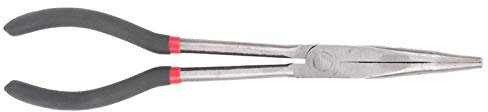 Needle Nose Pliers, Long Nose Pliers 11in Extended Handle Pliers 45 Degrees Curved Nose Steel Pliers Long Needle Nose Pliers with Plastic Handle Bent Long Nose Pliers