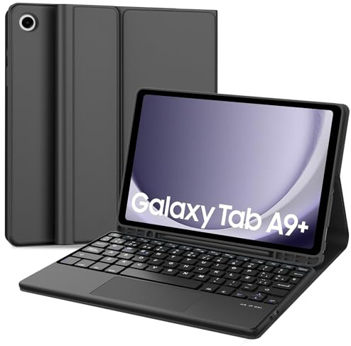 FOGARI Teclado con Touchpad para Samsung Tab A9+ Plus 11 2023 | Funda con Español Ñ Teclado Bluetooth con Trackpad para Galaxy Tab A9 Plus 11 2023, Negro