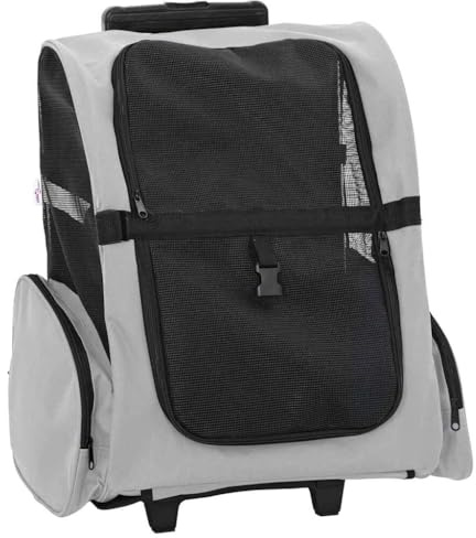 vidaXL Chariot pour Animaux de Compagnie 3 en 1 Gris 48 x 32 x (57-106) cm