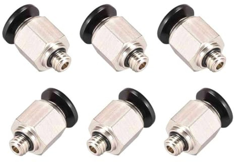 TA-VIGOR 6Pcs M6 x 6mm Push to Connect Pneumatic Fittings, Straight Quick Connect Air Line Fittings Push in Pneumatic Connectors for PE PU Nylon Tubing Pneumatic Quick Joint Adapter