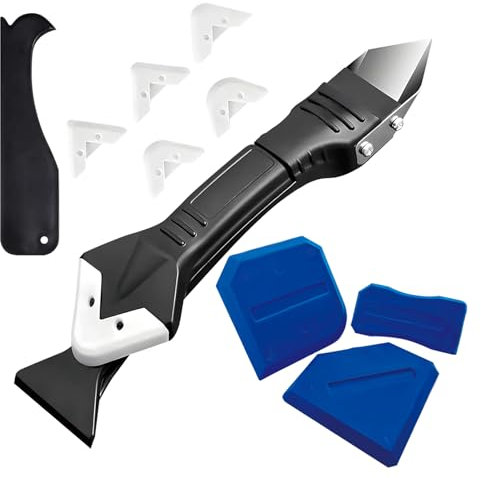 Kit per sigillatura in silicone – Strumento di finitura sigillante multi-bordo con testa in acciaio inossidabile, rimozione e levigatura per bagno, cucina, pavimento, finestra, lavandino, applicazione