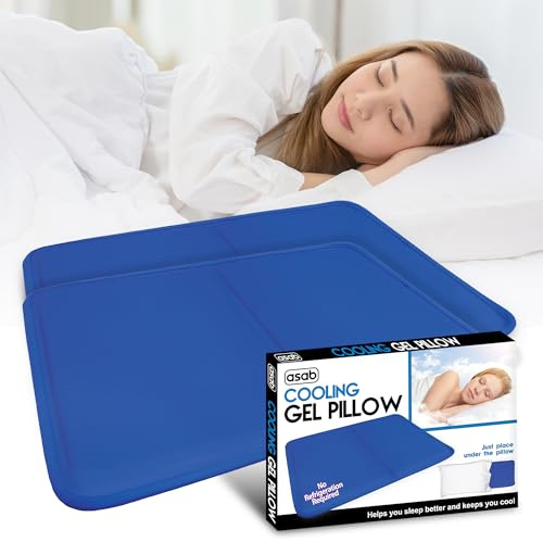ASAB 2 Pack Cooling Gel Pillow for Relief of Migraine Headache Night Sweat Fever Pad Cushion Pillow Mat Absorbs - 30x40cm Chill Mat Improve Quality of Sleep & Sleeping Temperature
