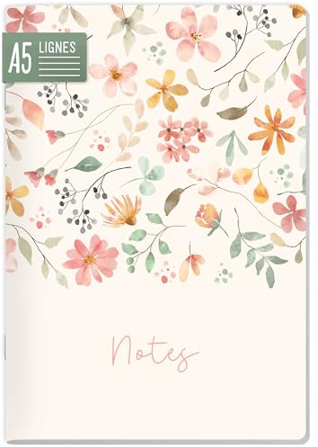 paper&you® Notizheft A5 liniert 64 Seiten, 90g/m² Premium-Papier, Notizbuch mit Softcover „Wild Blossoms“ für Schule, Büro & unterwegs – nachhaltig & klimafreundlich