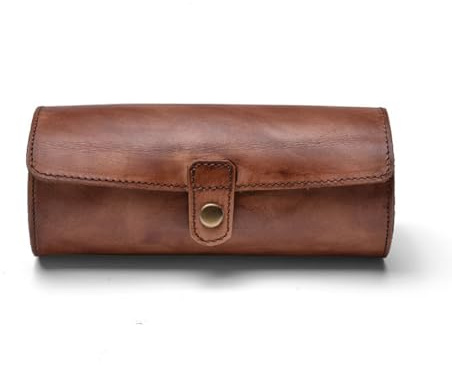 Javoryxh Fatti a mano in pelle bovina rotoli scatola di orologi da viaggio rotolo con velluto orologio da polso titolare anelli vetrine per uomini adulti