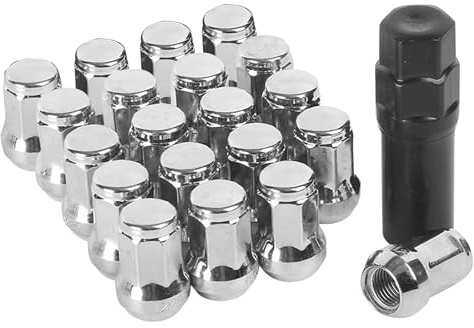 BAIFULAI 20 tuercas de rueda M12 x 1,5, cromadas, tapas cerradas, 60°, SW 19 mm, para Ford Toyota, Honda, Mazda, plata