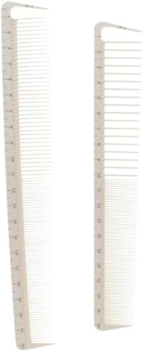 Lot de 2 peignes de coupe de cheveux professionnels blancs, peignes de mesure de coiffure, anti-coiffure, outils et appareils de coiffure