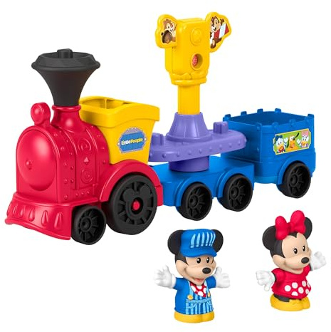 Fisher-Price Little People Disney - Trenino Musicale Topolino e Minnie, set trenino a spinta con musica e suoni, inclusi i 2 iconici personaggi Disney, 1+ anni, JKB04