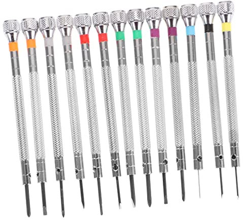 HOMSFOU Uhrmacher-Schraubendreher-Set, Schraubendreher für Uhren- und Brillenreparatur, hoher ergonomischer, rutschfester Griff, tragbares Schmuckwerkzeug-Set, 13-teilig