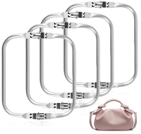 4 PCS Bolsas con Cierre de Gancho y Marco en U (20 x 9,2 cm) para DIY, Asa Interior y Cierre de Beso en Aluminio, Cierre Bolso Clutch, Bolsa en Forma de U, Sistema de Cierre para Bolsos (4pcs)