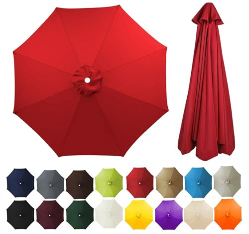 Toile de rechange for parasol de terrasse 2,7/3/3,5/4 m for parasol de table de marché à 8 baleines housse de protection ronde for parasol de jardin(Bright red,2.7m)