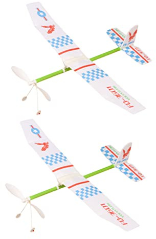 GALPADA Rubber Band Powered Airplane Glider Toys for Kids, Mini Educational Model Aircraft Set of 2, Outdoor Flying Toys for Boys and Girls, Random Pattern Design Random Style