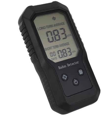 Hiraith Détecteur de Radon Numérique Professionnel, 0-270 PCI/L Plage de Mesure avec <10% de Précision, Testeur de Gaz Radon Portable pour la Maison/la Mine/le Tunnel, les