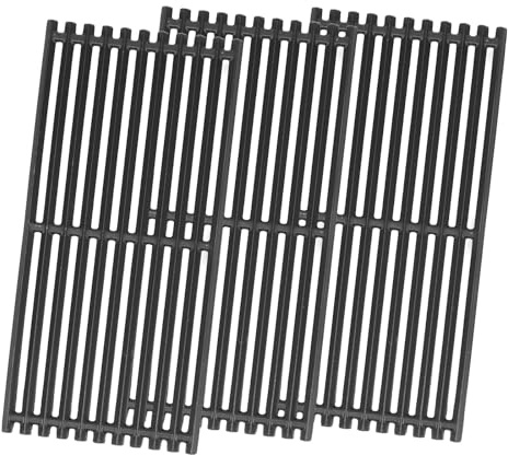 GFTIME 43,2 x 19,6cm Gusseisen Grillrost Ersatz für Enders Monroe Pro 3, Boston 3, Napoleon Triumph T410 Grill, Gusseisen Grill Rost Ersatz, 3 Stück Grillzubehör