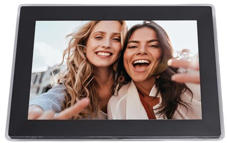 XUMIUZIY 10.1 WiFi Digital Bildram, Smart Elektronisk Fotoram med HD -pekskärm, 1G RAM + 32 GB -minne, Automatisk Rotera, Skrivbord/väggmontering, Dela Foton/videor Via App (Black)
