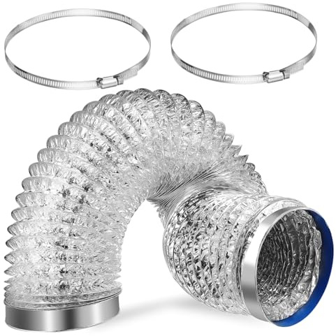 Cabilock Manguera De Ventilación De Aluminio Manguera De Ventilación Para Secadora Abrazaderas Livianas Conductos Tubo Interior Cinta De Escape Cinta Aislante De