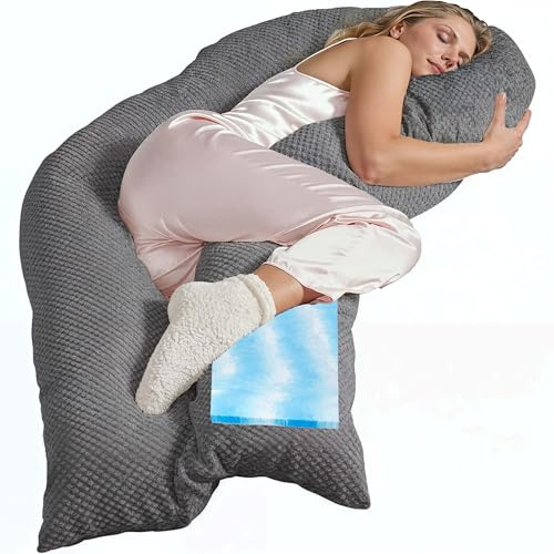 Traumreiter Seitenschläferkissen Visco L, Memory Foam + Watte [Wendekissen] orthopädisch | Schwangerschaftskissen zum Schlafen, Stillkissen Kissen, Komfortkissen mit Bezug Grau Deluxe