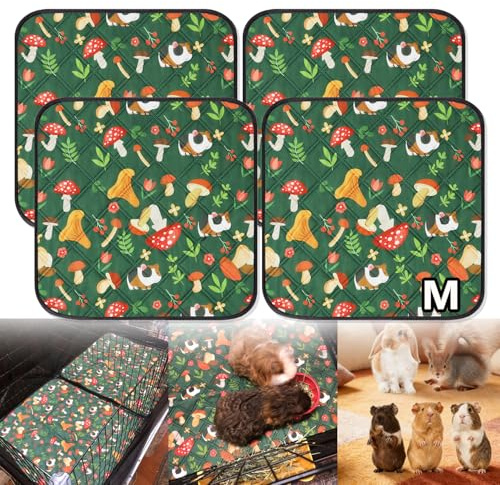 4 Packs Guinea Pig Cage Liner Hamster Pee Pad Bedding Washable & Air Dried Pee Pad, Absorbent Rabbit Cage Liner for Small Animals Chinchillas Rabbits Bunny