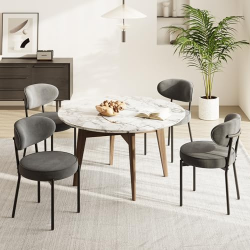 COLAMY Esszimmerstühle 4er Set mit 10 cm Sitzpolster – Moderne Polsterstühle aus kuscheligem Teddy-Stoff, mit robustem Metallgestell – Für Küche & Wohnbereich, Grau