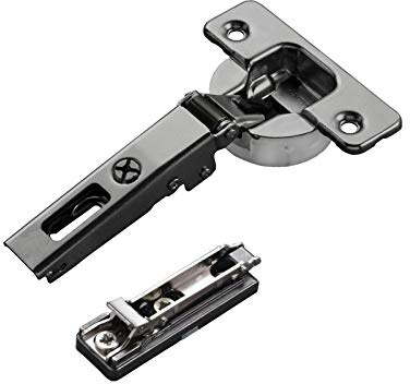 2 x Salice Topfband Serie 700 Titanium anthrazit 110° T48 Eckanschlag | Dämpfer im Topf inkl. Linear-Montageplatte Höhe 6 mm mit Euroschrauben und Exzenterverstellung Schrankscharnier von SOTECH