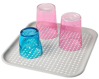 madesmart Elevated Sink Mat, Drying Glasses, Bowls & Utensils, Soft Cushioned Surface, Non-Slip, Ventilation Holes for Airflow, Large, Grey