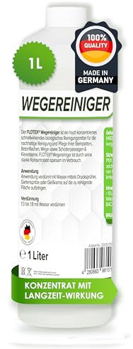 Flotex® - FT-5010 | Effektiver Wegereiniger 1L | Reinigt Stein, Beton, Fliesen & Fassaden | Grünbelagentferner Konzentrat, Algen-, Flechten- und Moosentferner | Steinreiniger intensiv außen