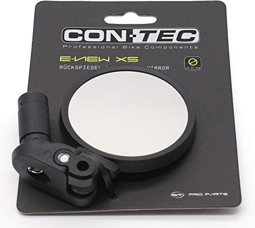 CONTEC E-View XS Fahrradspiegel, E-Bike Rückspiegel mit Edelstahllinse Ø 62 mm, Glare oder Dazz Linse, Lenker-Innenklemmung Ø 16 mm, rechts & links montierbar, robust & schwarz