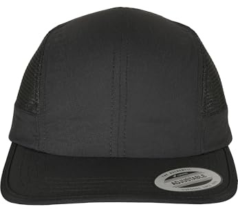 Yupoong Flexfit unisex baseballkeps av robust nylon, nätinsatser på sidan, sportig snapback-keps, svart eller blå, en storlek passar alla, svart, one size