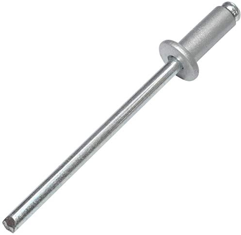 AERZETIX - C48082 - Satz von 50 Blindnieten standard blindniet Ø4x10mm - farbe weißaluminium RAL 9006 - DIN 7337 - popnieten - nieten mit bruchfest stange - aus stahl aluminium