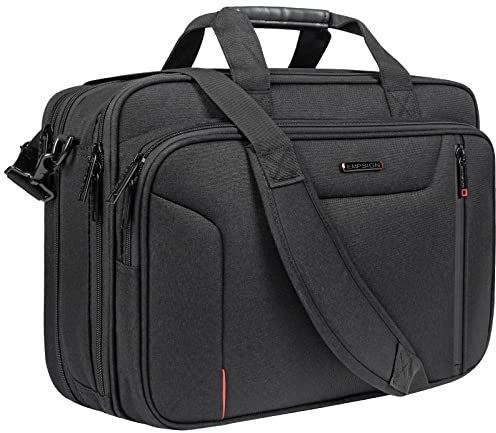 EMPSIGN Laptoptasche Laptop Aktentasche für bis zu 17,3 Zoll Laptop Erweiterbare Wasserdichte Schultertasche Umhängetasche Tragetasche Notebooktasche PC Computer Tasche- Schwarz
