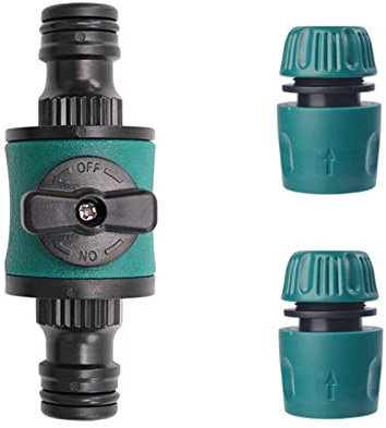 TOPWAYS Quick Release in Line Shut Off Valve for Join Garden Hose Pipe Tube, Double Male Connector Valve Extender with Matching Hose End Quick Connectors(Double Male)