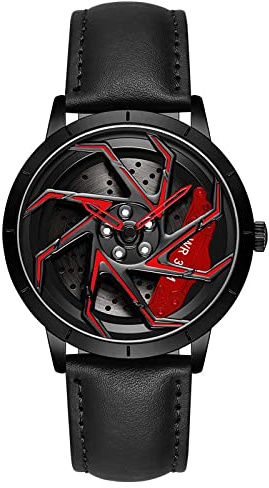 Montre Créative pour Homme - Design Personnalisé 3D de Roue de Voiture - Moyeu de Jante à Quartz