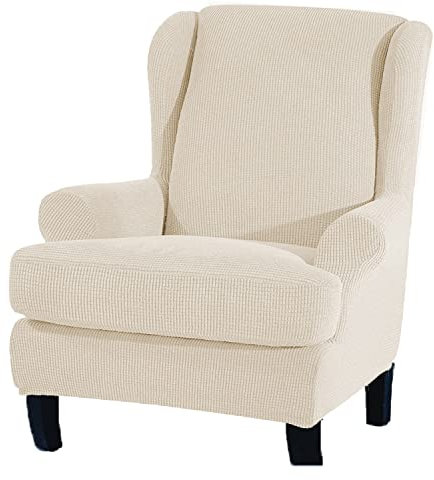 2 Teilig Jacquard Ohrensessel Überzug,Ohrensessel Husse Sessel Bezug Husse für Ohrensessel Antirutsch Spandex Sesselbezug ,Elastisch Stretch Husse Für Ohrensessel ,Sofabezug Elastischer Sofaüberwurf (