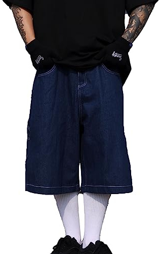 pantaloncini jeans uomo casual jeans uomo corti larghi jeans uomo gamba larga hipster 3/4 lunghezza baggy jeans uomo abbigliamento streetwear hip hop retrò pantaloncini cargo uomo pantaloni da skate