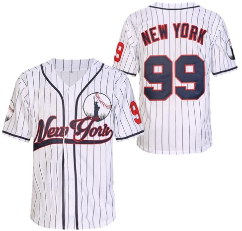 Stitched New York 99 Baseball Trikots Shirts Hip Hop Button Down Herren Kleidung für Party Weihnachtsgeschenk