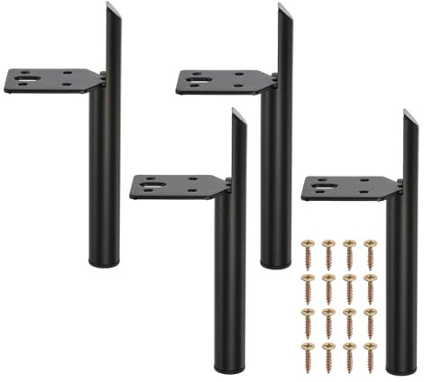 Uxcell 4PCS Metal Furniture Leg Replacement Couch Legs Cabinet Feet Black Modern Furniture Legs DIY Sofa Feet with Screws for Cupboard Table （6 Inch, Black