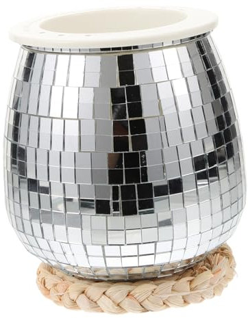 Happyyami Giant Disco Ball Hanging Fake Plant Decorative Disco Planter Mirror Surface Flower Pot