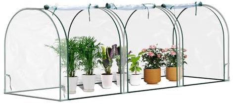 Ansobea Invernadero de plástico transparente PVC invernadero pequeño balcón túnel 270 x 90 x 90 cm casa de tomates con cremallera para tomates, verduras y plantas