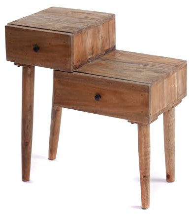 CREEDWOOD NACHTTISCH Level | Mahagoni Holz, 66cm, 2 Ebenen | Holz Telefontisch, Beistelltisch, Sofatisch Natur, Flurtisch, Holztisch, Couchtisch, Holz Konsole