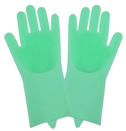 BrightGlow Fellpflegehandschuhe für Haustiere Hundebürste Handschuh Reinigungshandschuhe Massagehandschuh Fellpflege-Handschuhe Handschuh für Hausarbeit Grün Erwachsene
