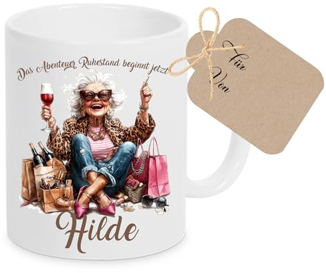 Manufaktur Liebevoll Personalisierte Rente Tasse für Frau - Kollegin Geschenk zum Ruhestand - Abschiedsgeschenk für Rentnerin mit Wunschname