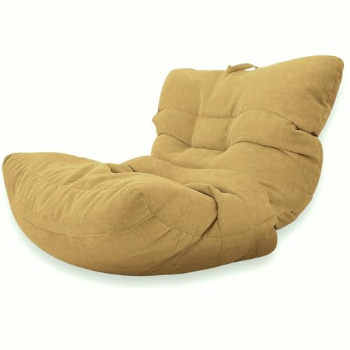 Aiire Puff Salon de Lujo XXL - Sofa Puf Gigante Moderno de Diseño - Modelos de Puffs o Bean Bag Chair Grandes con Relleno Incluido para Adultos o Decoracion Habitacion Juvenil Amarillo