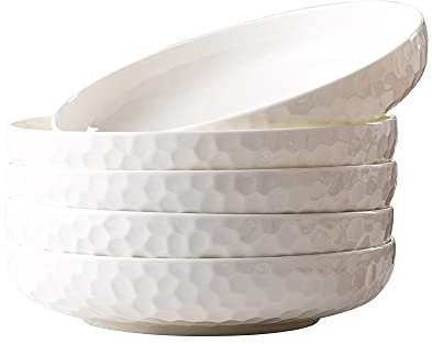 CTCOIJRN Platos de cerámica plato hogar Tangshan hueso China plato hondo alivio Simple plato de cena creativo
